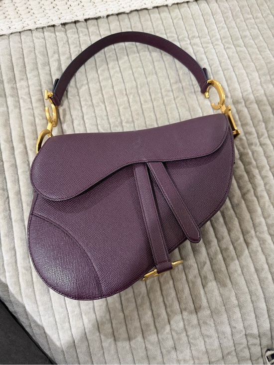 Dior Handbags - Dior Plum Saddle Crossbody Bag with Gold Hardware